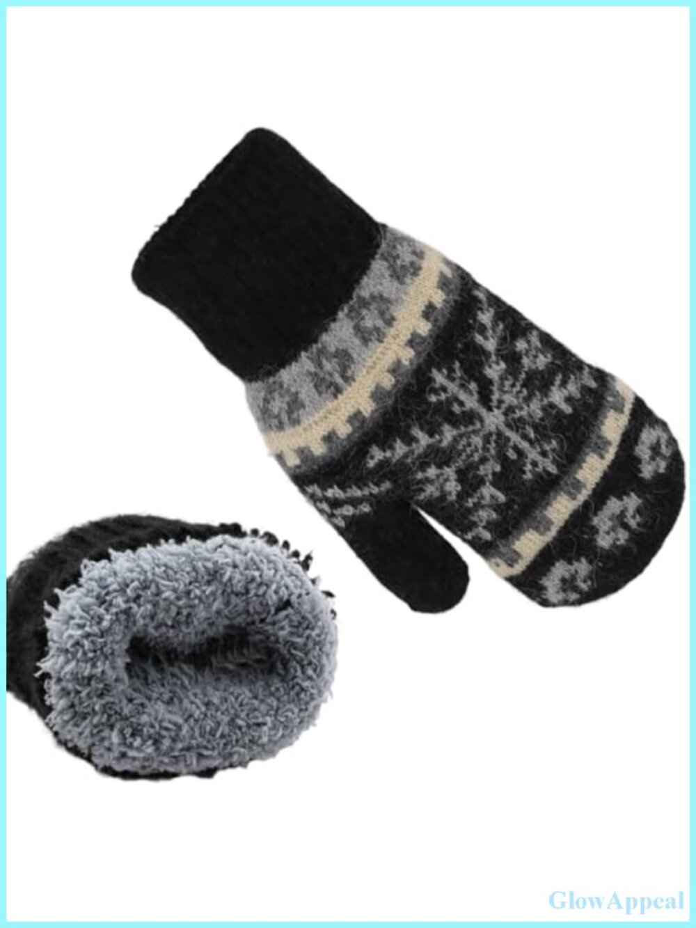 Knitted Mittens for Women Men, Warm Fleece Lined Stretchy Winter Gloves